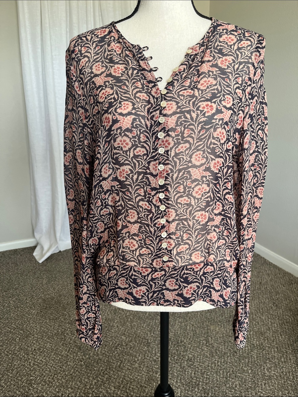 ISABEL MARANT ETOILE “Dalma" Top Blouse Bird Floral Print NWOT SZ 40 (EU) 8 (US)